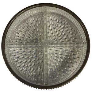 English Relish Glass Tray Silver Plate Pressed Glass Divided Compote Dish 9.5"